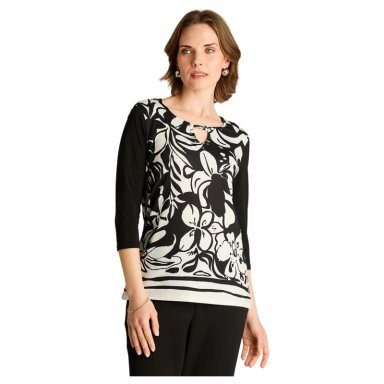 POLERA NEGRO FLORAL MANGA 3/4 - 1
