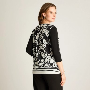 POLERA NEGRO FLORAL MANGA 3/4 - 2