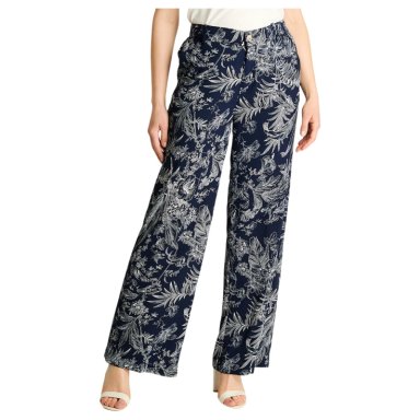 PANTALON CASUAL PALAZZO AZUL ESTAMPADO - 1
