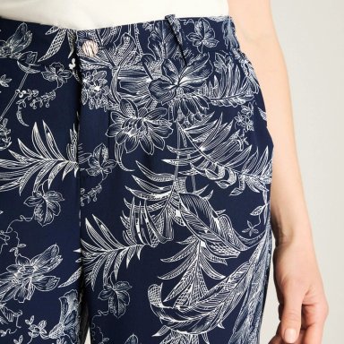 PANTALON CASUAL PALAZZO AZUL ESTAMPADO - 3