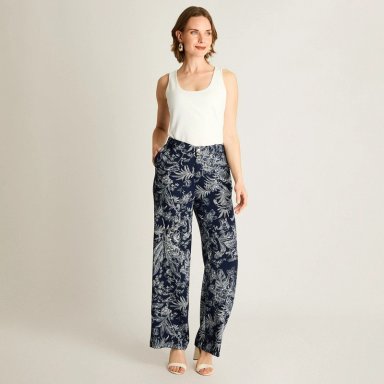 PANTALON CASUAL PALAZZO AZUL ESTAMPADO - 4