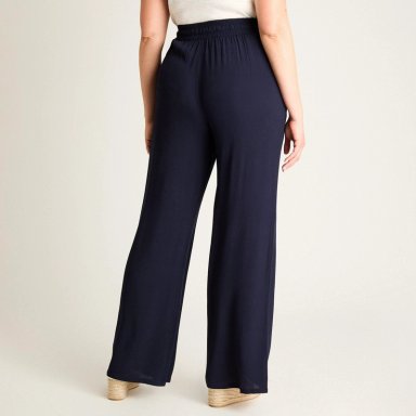 PANTALON SPORT AZUL PALAZZO ELASTICIDAD MEDIA CALCE HOLGADO - 2