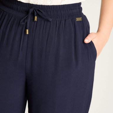 PANTALON SPORT AZUL PALAZZO ELASTICIDAD MEDIA CALCE HOLGADO - 3
