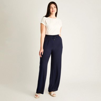 PANTALON SPORT AZUL PALAZZO ELASTICIDAD MEDIA CALCE HOLGADO - 4
