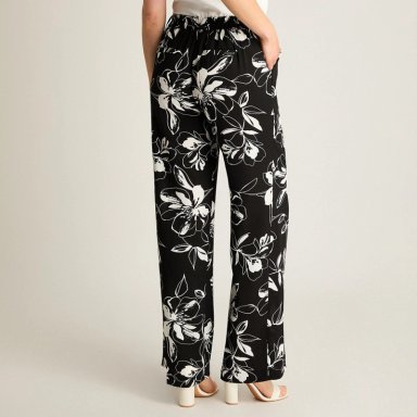 PANTALON CASUAL PALAZZO NEGRO FLORAL - 2