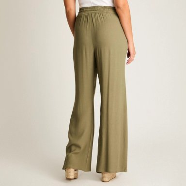 PANTALON SPORT VERDE PALAZZO ELASTICIDAD MEDIA CALCE HOLGADO - 2