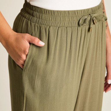 PANTALON SPORT VERDE PALAZZO ELASTICIDAD MEDIA CALCE HOLGADO - 3
