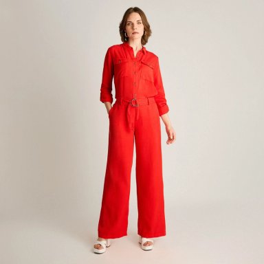 PANTALON ROJO RECTO CON LAZO - 4