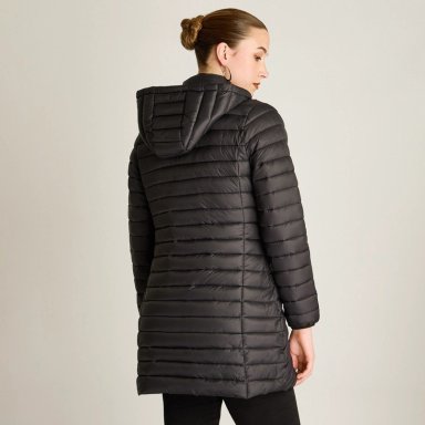 PARKA LARGA NEGRA CON DISEÑO QUILTED Y GORRO DESMONTABLE - 2