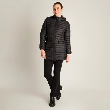 PARKA LARGA NEGRA CON DISEÑO QUILTED Y GORRO DESMONTABLE - 4