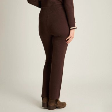 PANTALON CAFE  FLARE EN TEJIDO - 2