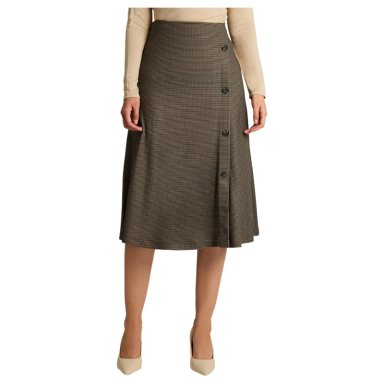 FALDA GRIS LANILLA MIDI CON DISEÑO DE PATRON CLASICO - 1