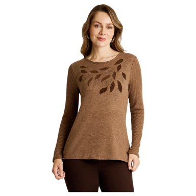 POLERA CAFE  DE LANILLA CON DETALLE DE STRASS - 1