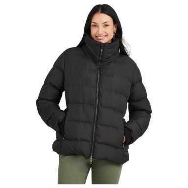 PARKA CORTA NEGRA CON DETALLE DE TEJIDO EN MANGAS Y CUELLO - 1