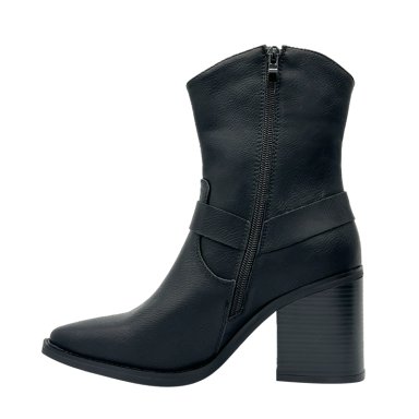 BOTA COWBOY PARA MUJER COLOR NEGRO CON HEBILLA Y AROS METALICOS DANICOLLE - 4