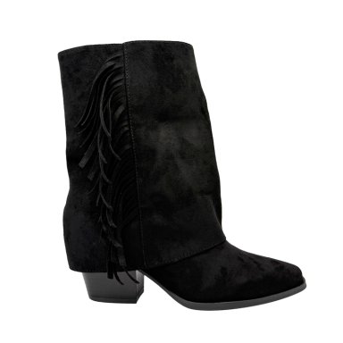 BOTIN ALTO PARA MUJER FLECOS TAPADA NEGRO - 1