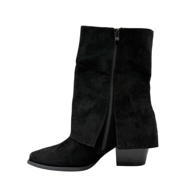 BOTIN ALTO PARA MUJER FLECOS TAPADA NEGRO - 2