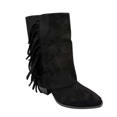 BOTIN ALTO PARA MUJER FLECOS TAPADA NEGRO - 5