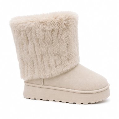 BOTA PARA MUJER AFELPADA INVIERNO CREAM DANICOLLE - 1