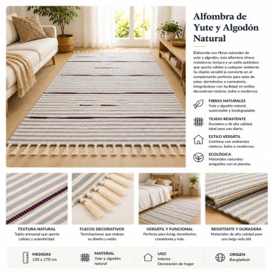 ALFOMBRA NECTAR JANIKA YUTE ALGODON 120 X 170 CM - 2