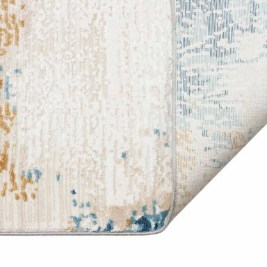 ALFOMBRA TURCA PERRE015 RECTANGULAR POLIE STER CREMA Y AZUL 80 X 300 CM - 3