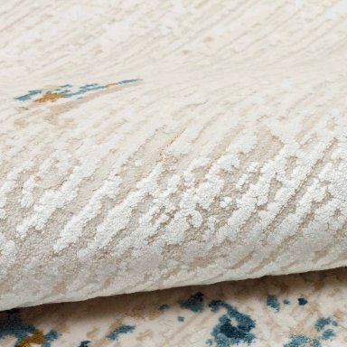 ALFOMBRA TURCA PERRE015 RECTANGULAR POLIE STER CREMA Y AZUL 80 X 300 CM - 4