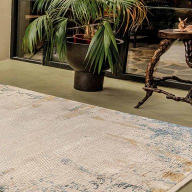 ALFOMBRA TURCA PERRE015 RECTANGULAR POLIE STER CREMA Y AZUL 80 X 300 CM - 5