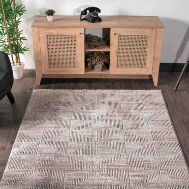 ALFOMBRA TURCA VAIVIEN TORNADO BEIGE Y GRIS RECTANGULAR DE POLIE STER 160 X 230 CM - 3