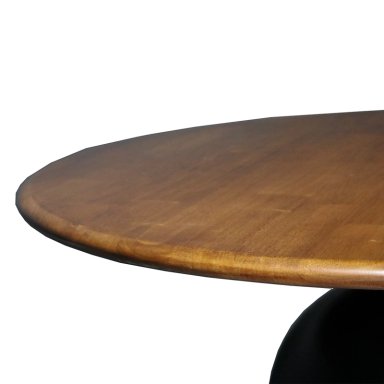 MESA COMEDOR VALENTIN REDONDA 120 CM MADERA DE CAUCHO WALNUT Y BASE NEGRA - 2