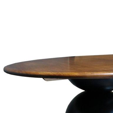 MESA COMEDOR VALENTIN REDONDA 120 CM MADERA DE CAUCHO WALNUT Y BASE NEGRA - 3