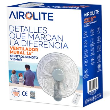 VENTILADOR AIROLITE 50 WATTS MURAL 16 C/R Y TIMER V16M6R - 7
