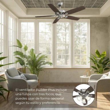 VENTILADOR DE TECHO HUNTER 104 WATTS 52' MOD. BUILDER'S PLUS - 3
