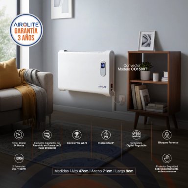PANEL CONVECTOR AIROLITE 1500 W ELÉCTRICO DIGITAL CO1500T WIFI - 2