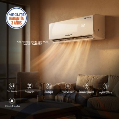 AIRE ACONDICIONADO SPLIT MURO FRIO-CALOR 9000 BTU INV AIROLITE - 4
