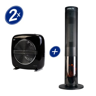 PACK CHIMENEA ELECTRICA HTV 200R + TERMOVENTILADOR VINTAGE NEGRO HT RETRO 2000N - 1