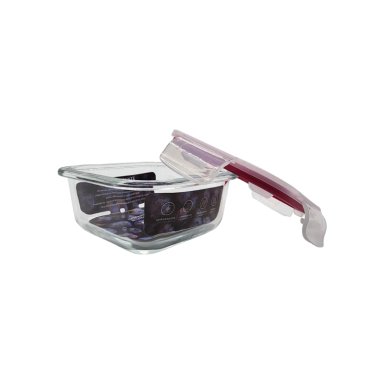 CONTENEDOR HERMETICO VIDRIO CUADRADO 390ML - 4