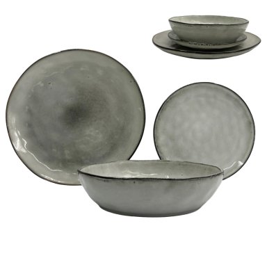 VAJILLA LOZA SMOKE GREY SET *6 - 1