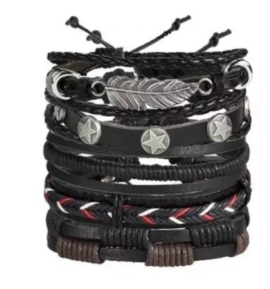 CONJUNTO DE PULSERAS DE CUERO HOMBRE AJUSTABLE IIIXI - 1