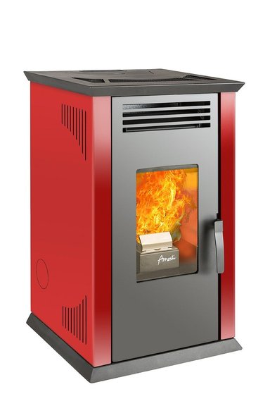 ESTUFA PELLET AMESTI MODELO ITALY 8100 ROJO - 1