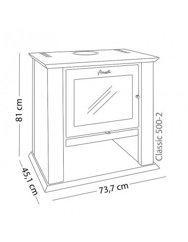 CALEFACTOR A LEÑA AMESTI CLASSIC 500 NEGRO SATINADO - 7
