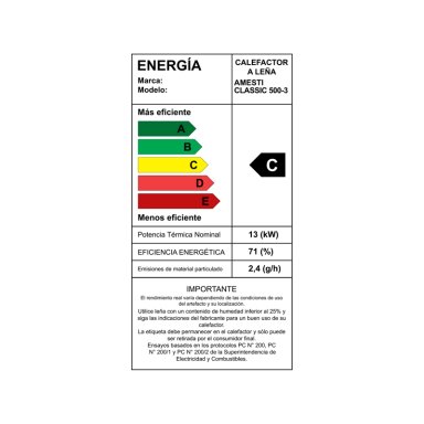 CALEFACTOR A LEÑA AMESTI CLASSIC 500 NEGRO SATINADO - 9