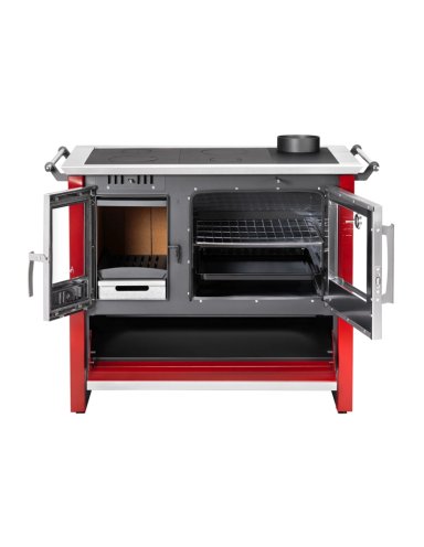 COCINA A LEÑA ALLEGRA XL EN COLOR ROJO + KIT INSTALACIÓN 6' - 2