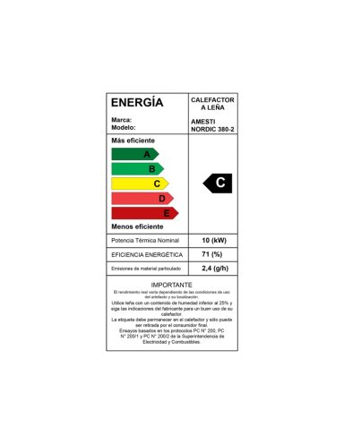 ESTUFA A LEÑA NORDIC 380 + KIT INSTALACION 6' - 6