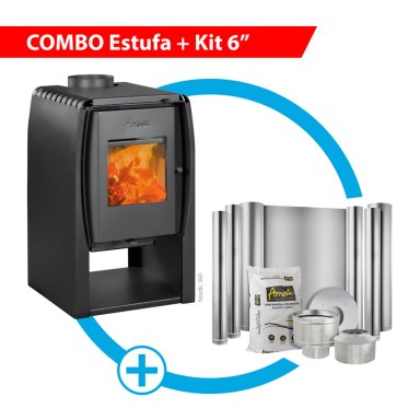 CALEFACTOR A LEÑA AMESTI NORDIC 360 + KIT INSTALACION 6' - 1
