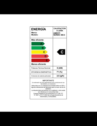 CALEFACTOR A LEÑA AMESTI NORDIC 360 + KIT INSTALACION 6' - 6