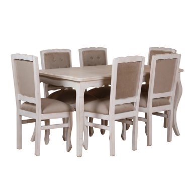COMEDOR 6 SILLAS NORMANDO 90X160 RESPALDO TAPIZ BEIGE - 2