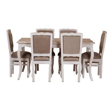 COMEDOR 6 SILLAS NORMANDO 90X160 RESPALDO TAPIZ BEIGE - 3