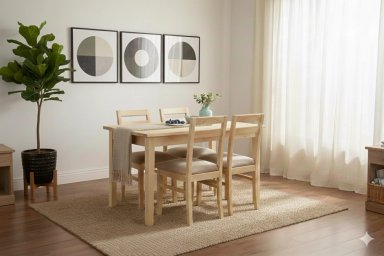 COMEDOR 4 SILLAS CASTILLA TAPIZ BEIGE - 1