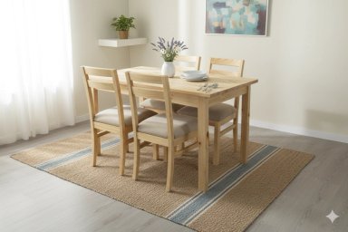 COMEDOR 4 SILLAS CASTILLA TAPIZ BEIGE - 6
