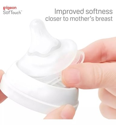 MAMADERA PIGEON SOFTOUCH VIDRIO BOCA ANCHA 160ML 0+ MES TRANSPARENTE - 3